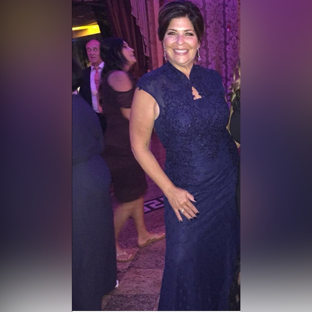 JVN by Jovani Navy Blue Lace Beaded Evening Gown – Formal Maxi Dress - Picture 7 of 7